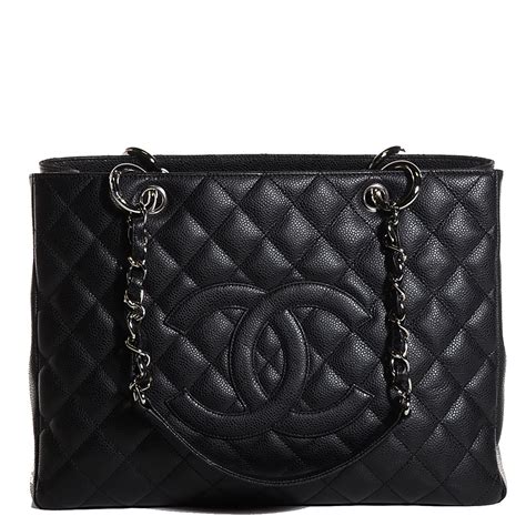 chanel black quilted caviar leather grand shopping tote|Chanel Tote Bags .